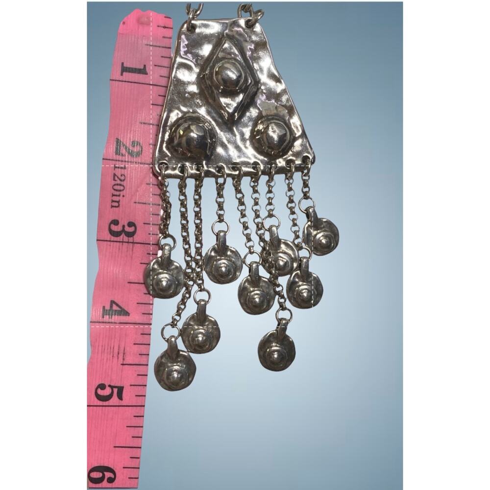 UNO de 50 Retired Statement Necklace Silver Tone Dangle Pendant Spain Artisan - Picture 9 of 9
